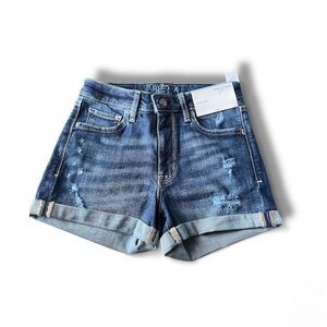 Arizona Jean Company Women's Distressed Blue high rise Jean Shorts